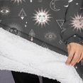 thumbnail image 3 of Oversized Wearable Blanket Hoodie,Dark Grey Mystical Pattern Sherpa Blanket Hoodie with Super Pockets,Super Warm Fuzzy Pullover for Women & Men, 3 of 6