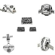 Buckets of Beads Antique Silver Design Mother Daughter Dangle Charm Bead. Compatible With Most Pandora Style Charm Bracelets.