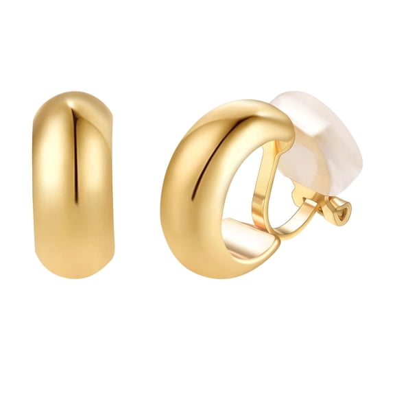 Yoursfs Clip On Hoop Earrings For Women Trendy 18K Gold Plated Non Pierced Earring Wedding Jewelry Gift