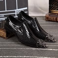 thumbnail image 5 of Zapatos de vestir de negocios de verano para hombre, zapatos de cuero genuino con relieve de serpiente negra, zapatos de fiesta con punta de dragón, zapatos de boda de tendencia, 5 of 5