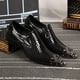thumbnail image 5 of Zapatos de vestir de negocios de verano para hombre, zapatos de cuero genuino con relieve de serpiente negra, zapatos de fiesta con punta de dragón, zapatos de boda de tendencia, 5 of 5