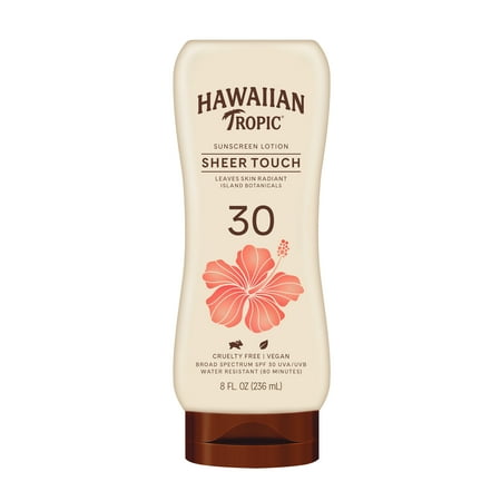 Hawaiian Tropic Sheer Touch Lotion Sunscreen 8 Oz  SPF 30  Oil Free  Water Resistant (80 Minutes)