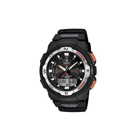 Temp Compass Mens Watch - Casio Men's Twin Sensor Watch With Thermometer and Compass, Black Resin Strap
