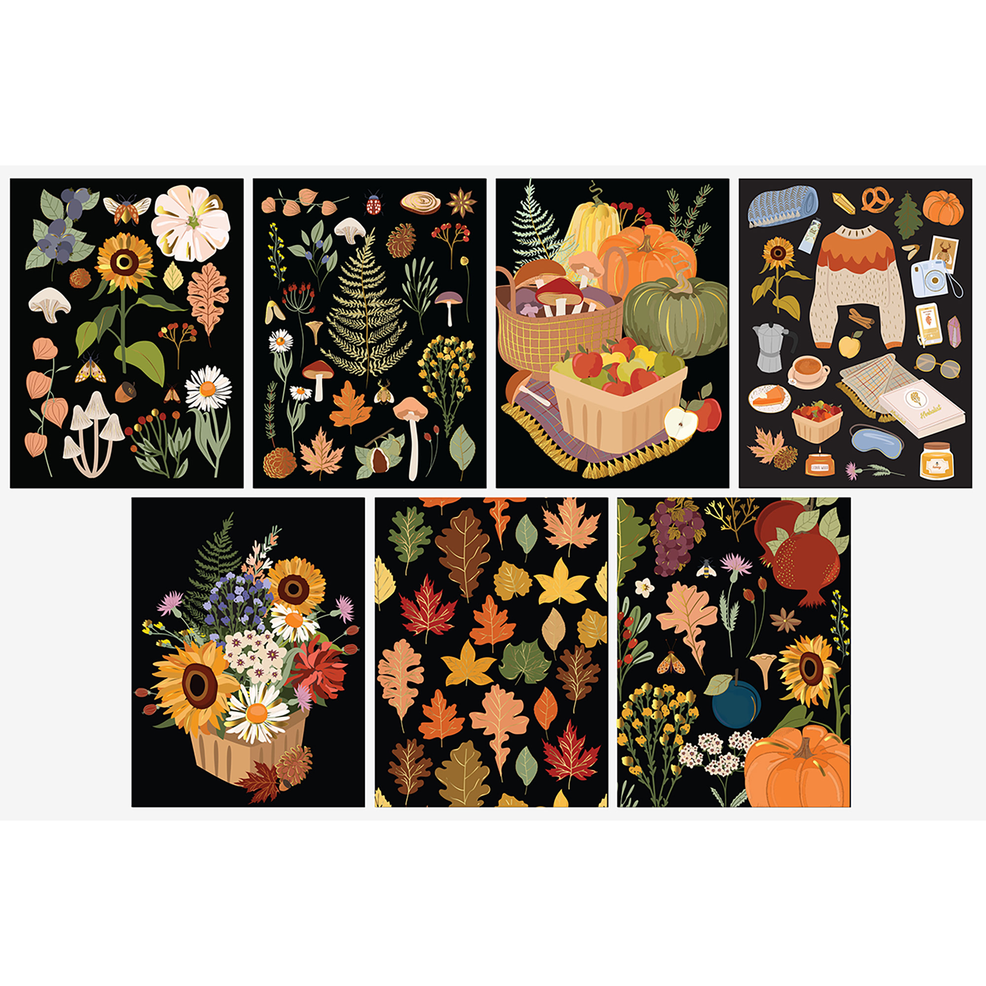 Brea Reese: Scratch Art Paper Pad - Fall Foraging - 14 Sheets, 7 Guided Art Designs, Metallic Accents, Stylus & Brush, 6x8" Pages, DIY Adult Craft Kit