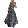 thumbnail image 1 of DPTALR Robe d'Été Décontractée Sans Manches Col Rond Imprimé Robe Longue à Fermeture Éclair pour Femmes, 1 of 8