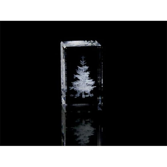 1165-70-88 1.6 L x 2.75 H x 1.6 W in. Crystal Laser-Engraved Christmas Tree Holiday Laser-Cut