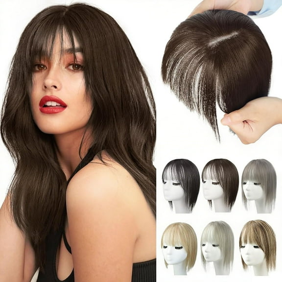 LEHOZIHEQ Women's Natural Wig, Short Wig With Bangs Wig With Temples, Synthetic Wig, Breathable Hand Tied Craft Big Coverage Hairpieces