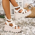 thumbnail image 4 of Platform Sandals for Women 2025 Punk Fashion Leather Roman Gladiator Chunky Wedge High Heels Summer Shoes, 4 of 8