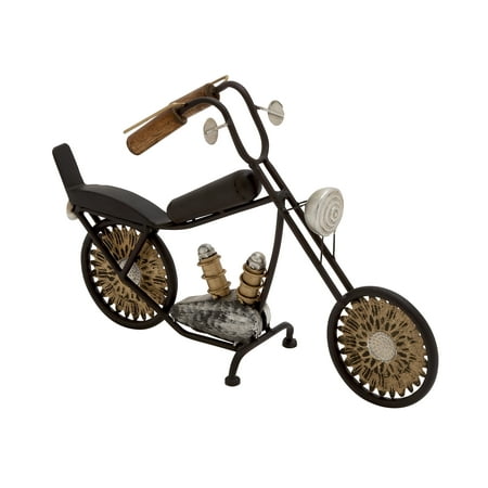 Decmode Eclectic 11 x 16 inch iron motorcycle sculpture, Black