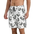 thumbnail image 2 of Cauagu Retro Rooster Print Men's Swim Trunks,Hawaiian Bathing Suit Swimsuits Beach Shorts with Pockets for Men Quick Dry Swimming Board Shorts-Large, 2 of 6