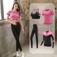thumbnail image 3 of Ropa Deportiva de secado rápido para mujer, conjunto de ropa de yoga para gimnasio, traje de abrigo, sujetador, camiseta y leggings para entrenamiento, 2019, 3 of 5