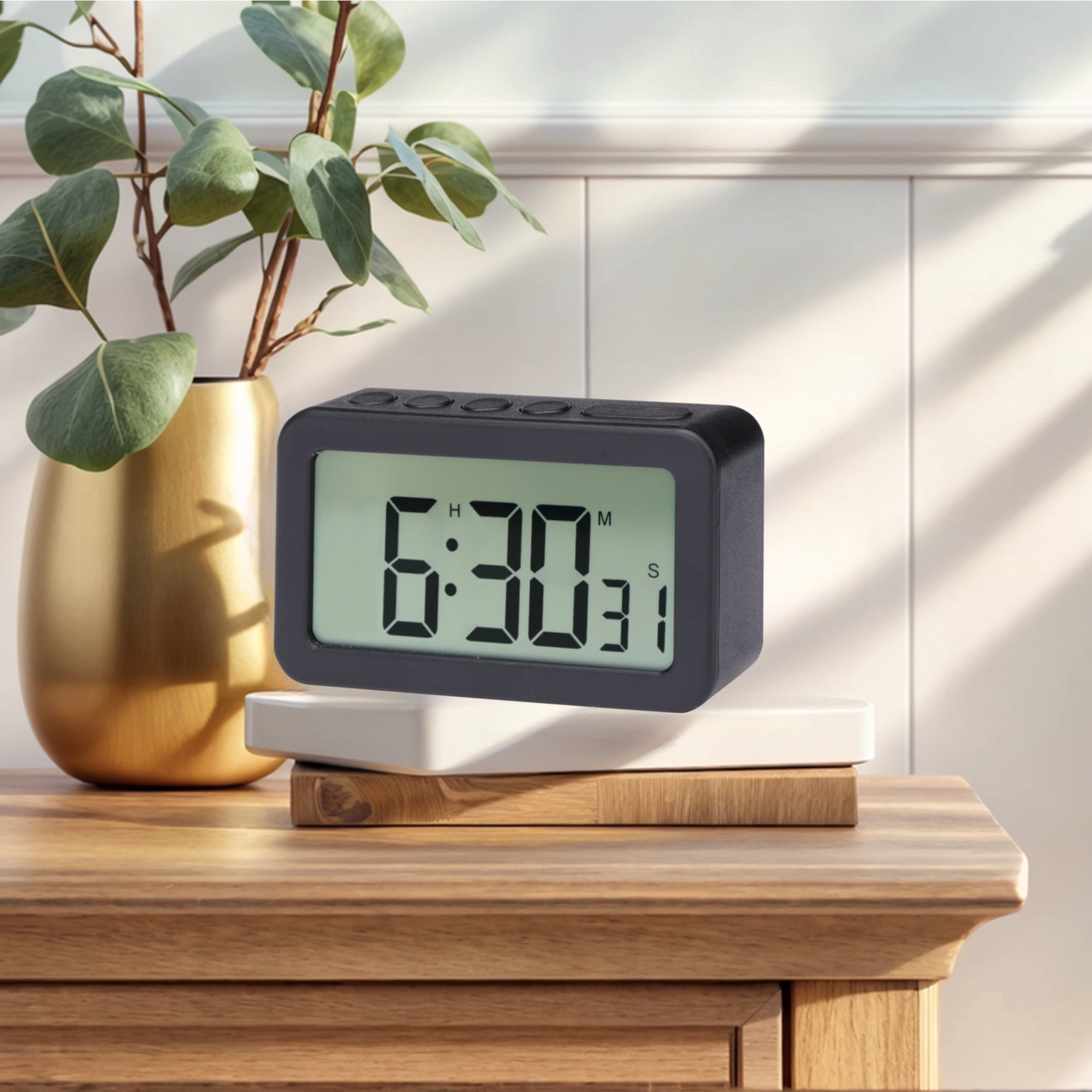 Unique Bargains 2 Pcs Small Loud Alarm Clock Battery Operated Desk Clock White Black/Blue