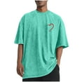 thumbnail image 3 of Momasggi Oversized T Shirts for Men Loose Casual Short Sleeve Crew Neck Tops Fashion Graphic Tees Big and Tall Summer Tshirts Mint Green 2XL, 3 of 6