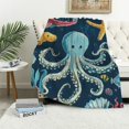 thumbnail image 4 of FCXZI Fuzzy Fluffy Soft Cozy Blanket Sea Animals Starfish Octopus 50*60in, 4 of 7