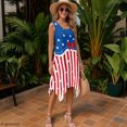 thumbnail image 6 of HELLHERO Star Stripe Design Sleeveless Sundress, Side Pockets Summer Sleeveless Dress Irregular Hem Comfort Asymmetric Hem Midi Dress for Holiday Events, 6 of 8