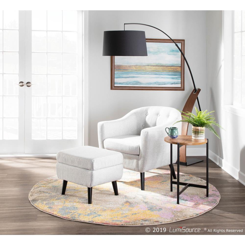 Robyn Mid-Century Modern Floor Lamp in Walnut Wood and Black Linen Shade by LumiSource
