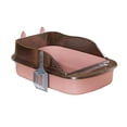 thumbnail image 2 of Caja de arena para gatos, inodoro para gatos, fácil de transportar, portátil, suministros para mascotas, orinal antisalpicaduras Rosa, 2 of 8