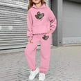 thumbnail image 2 of Big Girls Valentines Day Animal Print Hooded Sweatshirt Jogger With Heart Design Two Piece Outfit Kids Sets Clothes, 2 of 6