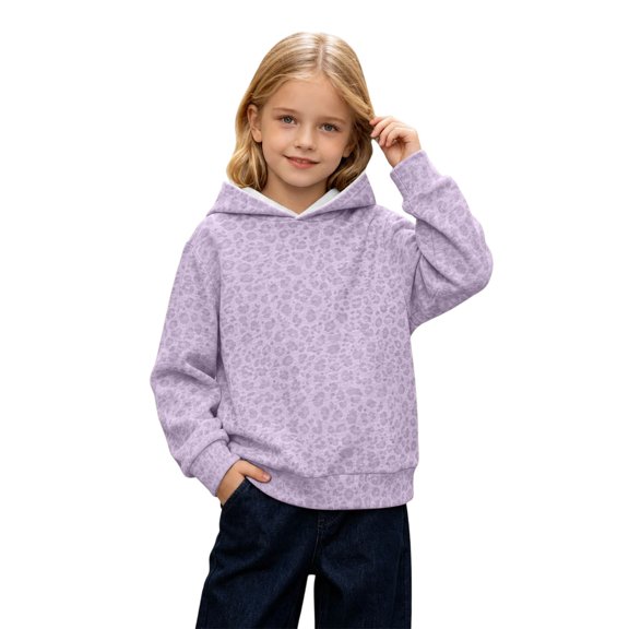 HCYSFG Girls Cheetah Print Hoodies Leopard Print Hooded Neck Long Sleeve Relaxed Fit Casual Tops Pullover Sweatshirts