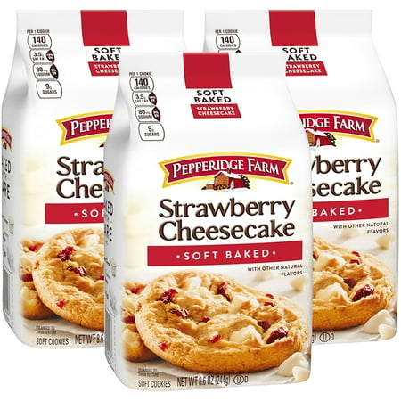 - (3 Pack) Pepperidge Farm Soft Baked Strawberry Cheesecake Cookies, 8.6 oz. Bag