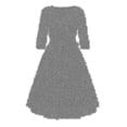 thumbnail image 1 of Vestido de fiesta de noche de encaje elegante para mujer, vestido con fajas de manga 3/4 con cuello en V, vestido Midi Vintage de gran oscilación para mujer, 1 of 2