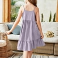 thumbnail image 4 of YOUYEDIAN Plus Size Spring Dresses for Teens Baby Girl Patchwork Dress Spaghetti Straps Sundress 2025 Summer Plain a Line Dress Cami Dresses,Light Purple 10-11 Years, 4 of 4