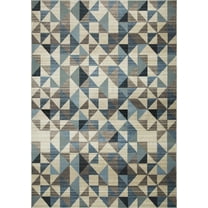 5â€™ x 8â€™ Blue Beige Nested Diamonds Modern Area Rug