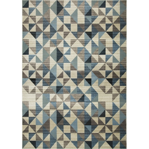 5â€™ x 8â€™ Blue Beige Nested Diamonds Modern Area Rug