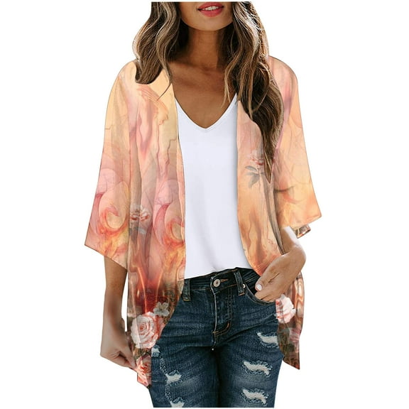 Herrnalise Women's Summer Sweater Women's Long Sleeve Printing Casual Tops Blouse With Pocket Cardigan Cardigan Sweaters for Women Lightweight S