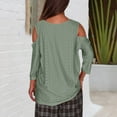 thumbnail image 4 of Womens Clothing Homenesgenics Woman Clothes under $5 2026 Women's Fashion Casual Solid Color Shoulder Leakage Short Sleeve Pullover Short Sleeve Tops Green M, 4 of 7