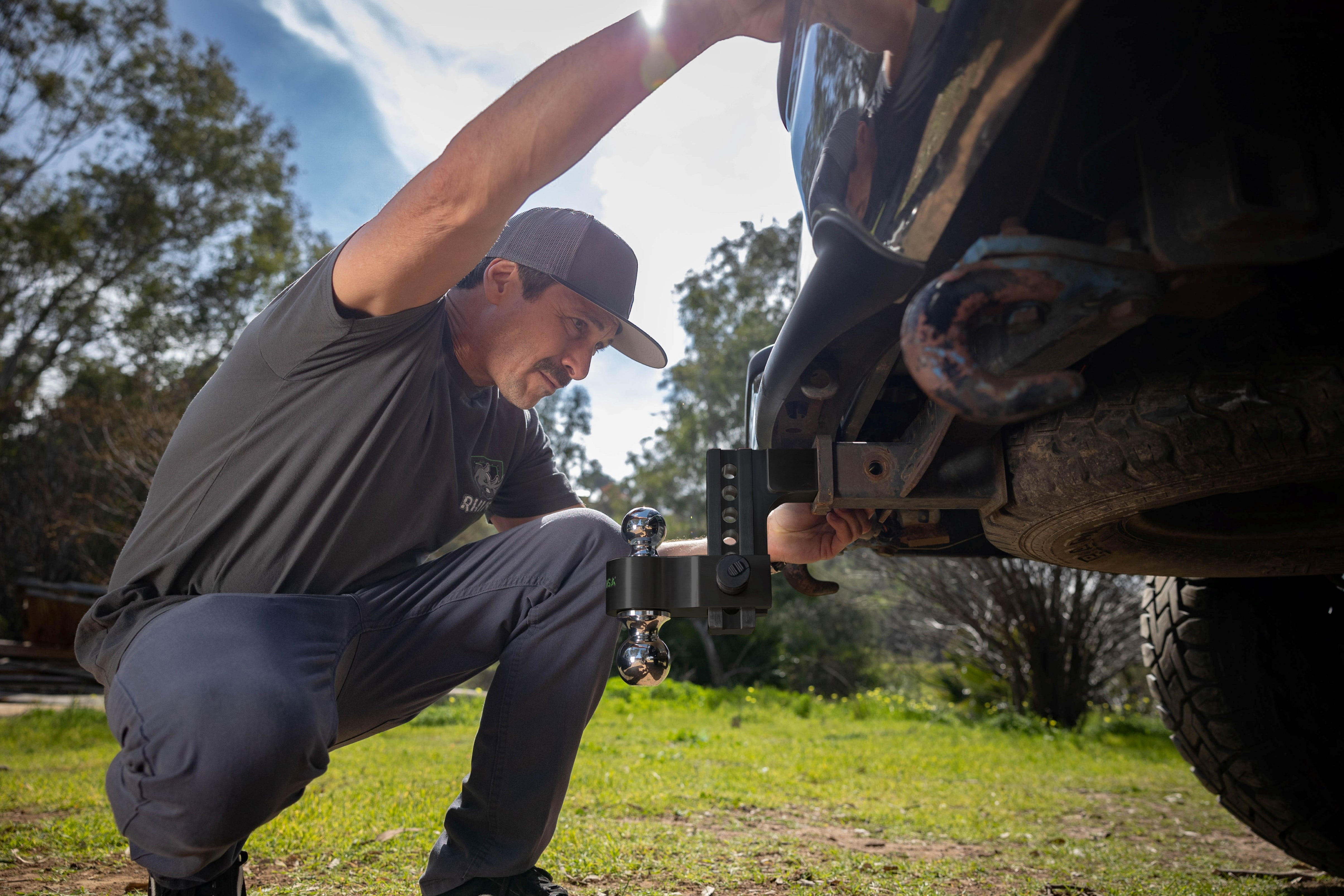Rhino USA Heavy Duty 6" Adjustable Drop Hitch, Fits 2" Receiver, Dual Ball 2" & 2-5/16", Aluminum
