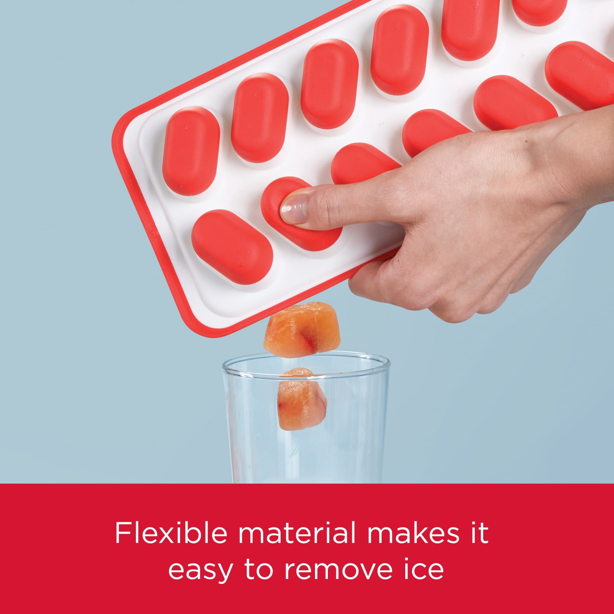(6 pack) Rubbermaid 6013371 Plastic & Silicone Ice Tray, Red & White