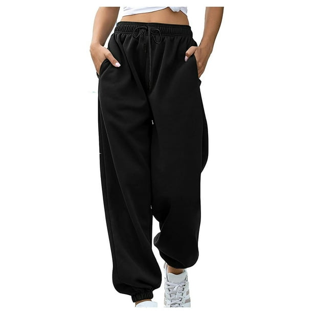 Womens Cinched Bottom Sweatpants Elastic High Waisted Casual Loose Sports  Running Trousers Harem Jogger Pants 