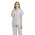 thumbnail image 2 of GLOBAL Women 100% Cotton Button Down Short Sleeve Top & Long Pants Summer Pajama Set with Pockets, 2-Piece, Sizes S to 3XL, 2 of 5