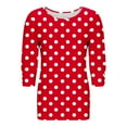 thumbnail image 3 of EchfiProm Womens Relaxed Fit Tops Crew Neck Red T-Shirts Fall Polka Dot Pullover 3/4 Sleeve for Ladies, 3 of 7