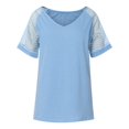 thumbnail image 4 of Blusa informal de manga corta con cuello en V para mujer OAVQHLG3B Store  lin121212, 4 of 4