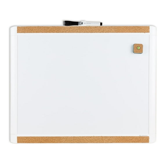 U Brands PINIT Magnetic Dry Erase Board, 20 x 16 Inches, White Plastic Frame