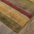 thumbnail image 3 of Feizy Keystone Modern Stripes, Brown/Green/Red, 5'6" x 8'6" Area Rug Sheen Handmade Fade Resistant Casual Design Carpet for Living Dining Bed Room, 3 of 9
