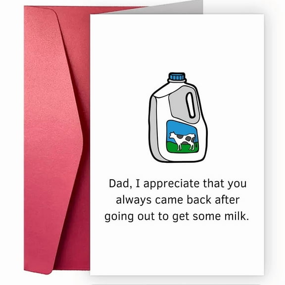 Funny Father's Day Card – "Dad, I Appreciate That You Always Came Back" – Milk Carton Design – Envelope Included, Blank Inside – Perfect Gift for Dads on Father's Day