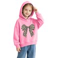 thumbnail image 5 of Girls' Leopard Bow Graphic Pullover Hooded Sweatshirt, Long Sleeve Relaxed‑Fit Kids Hoodie, Casual Printed Tops for Daily Play and Cool‑Weather Outdoor Activities Pink 2-3T, 5 of 7