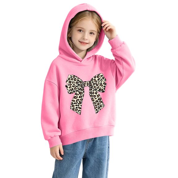 CYRBOKO Girls Graphic Hoodies Size 6, Casual Soft Lightweight Long Sleeve Hooded Sweatshirt Pink