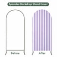 thumbnail image 4 of Purple Striped Arch Backdrop Cover, Spandex Fitted Wedding Arch Cover, Modern Farmhouse Purple White Stripes Round Top Stand Covers for Birthday Ceremony Bridal Shower Party Decor 7.2x4 Ft, 4 of 9