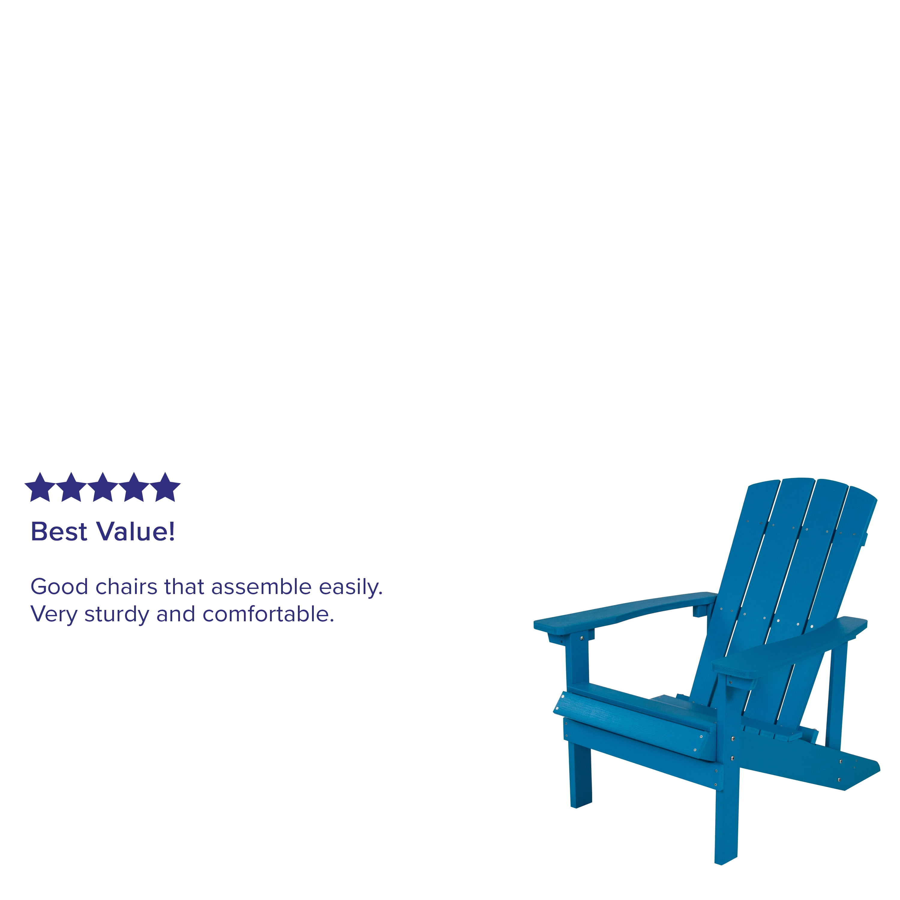 Emma + Oliver Outdoor Blue All-Weather Poly Resin Wood Adirondack Chair