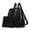 Black, variant on 2pcs Corduroy Backpack Purse for Women Leather Strap College Casual Zipper Schoolbag Ladies Travel Daypack Wallet Set