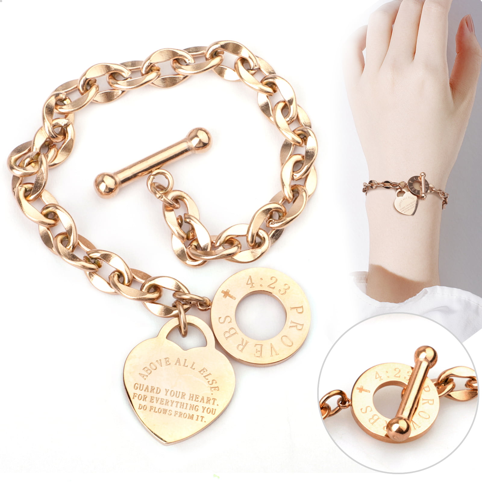 GiftJewelryShop Gold Plated Heart Quilt Bracelet Link Photo Italian Charms 