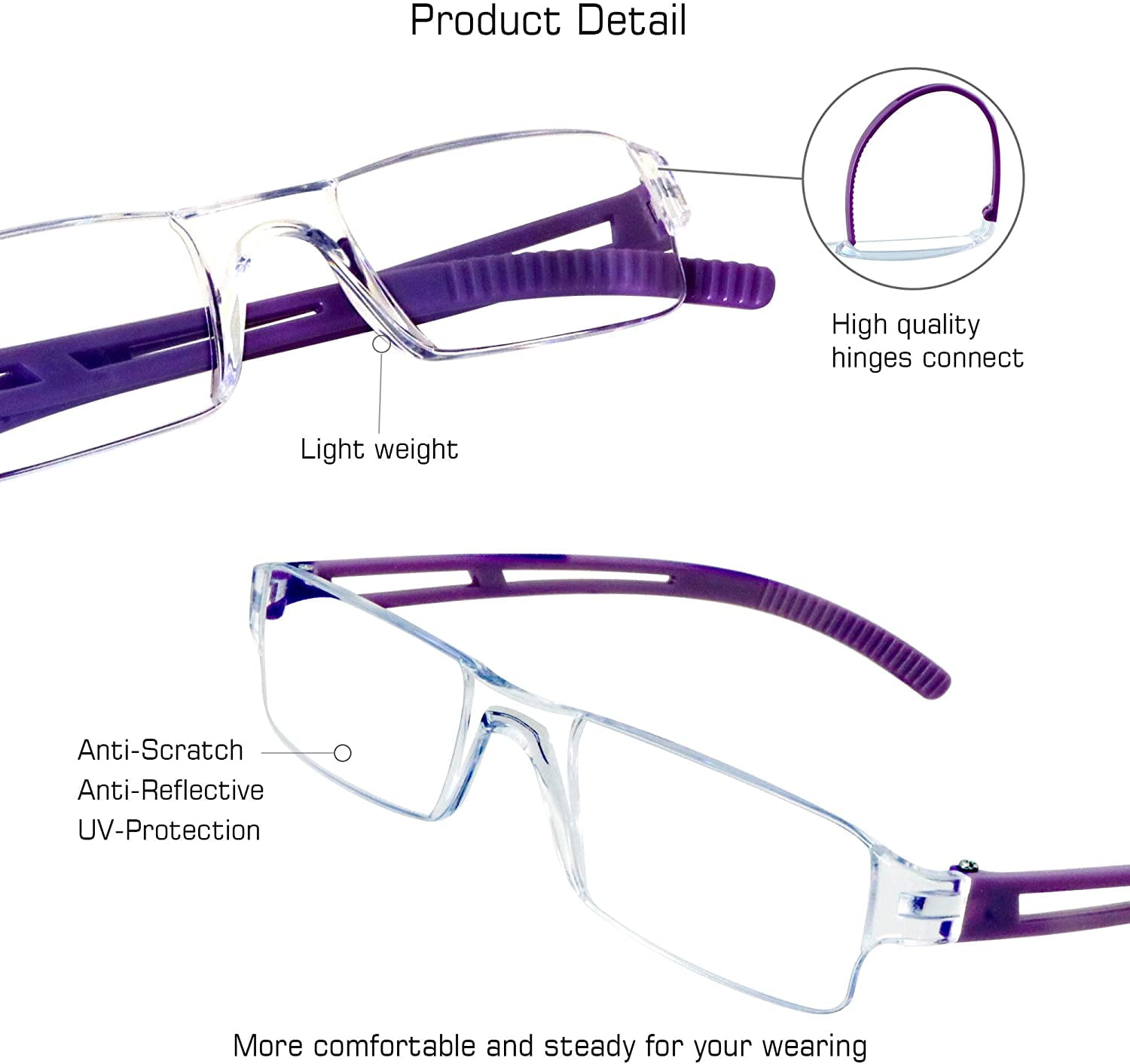 8 Pairs Reading Glasses, Blue Light Blocking Glasses, Computer Reading Glasses for Women and Men, Fashion Square Eyewear Frame (4black+4purple,+4.50 Magnification)