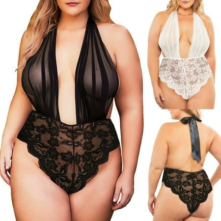 

Women Lace Deep V-Neck Teddy Bodysuit Halter Backless Jumpsuit Sexy Lingerie Sexy Panty for Hot Sex Nighties for Women Underwear for Women