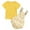 Yellow, variant on Aojekbee Toddler Girls Summer Outfit Ribbed Short Sleeve T-Shirt and Daisy Print Overalls Shorts Romper Set Cute 2 Piece Clothes