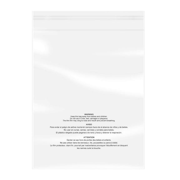 iMailer - 200 Count - 18" x 24" Clear Plastic Poly Bags with Suffocation Warning Self Seal 1.6 Mil for Clothing, T-Shirts, Pants-Resealable Adhesive,Not Strong