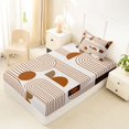thumbnail image 5 of Castle Fairy Vintage Linear Arch Pattern Twin Sheets 3pcs,Mid Century Retro Aesthetics Bedding,Cream Coffee Brown,1 Flat Sheet, 1 Fitted Sheet and 1 Pillowcase, 5 of 7